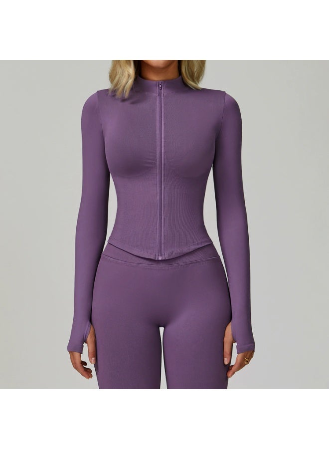 general Yknktstc Women Workout Jacket Full Zip Athletic Tops Cropped Shirt with Thumbholes Quick Dry Running Yoga Casual Wear - Image 2